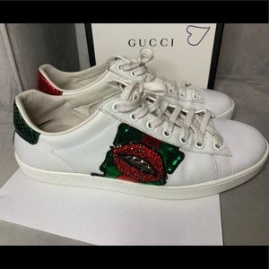❌❌❌SOLD❌❌ ❌GUCCI ACE CRYSTAL MOUTH EMBROIDERY